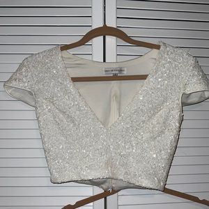 Dress the population white sequin 2 piece